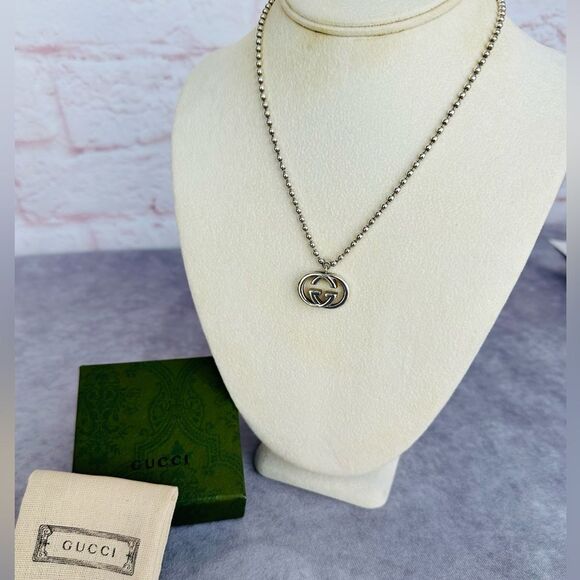 Gucci Interlocking Sterling Silver Pendant Necklace - Picture 1 of 5